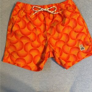 Psycho Bunny Orange Wave Swim Trunks
